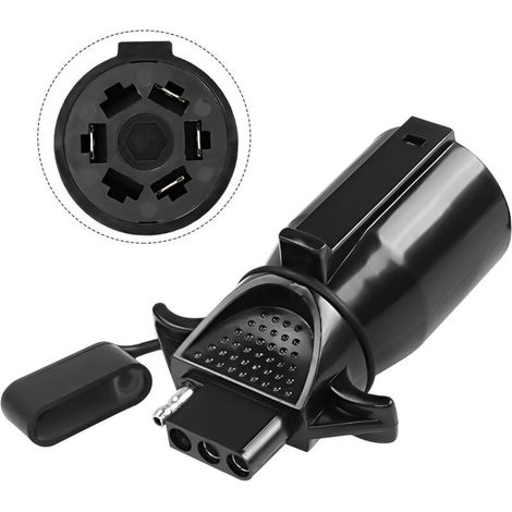 7 Broches à 4 Broches remorque RV Adaptateur connecteur Rond 7 - Way Lame Femelle à 4 - Way convertisseur Plat Prise Adaptateur de câblage de remorque RV avec Capuchon,de DEBUNS (1/5)