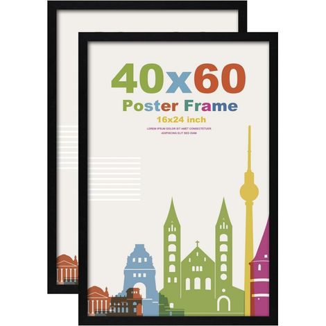 Bilderrahmen Holzrahmen MDF Acrylglas Zertifikat 40x60cm 2er Schwarz (1/4)
