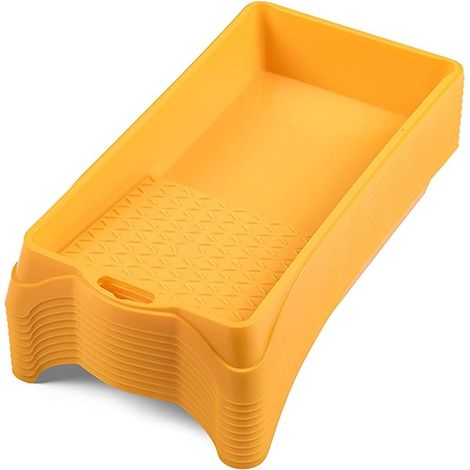 10x Plateaux de Peinture, Largeur 16cm, Longueur 30cm, bac à Peinture Murale, Accessoires pour Peinture Murale, Plastique, Jaune (1/5)