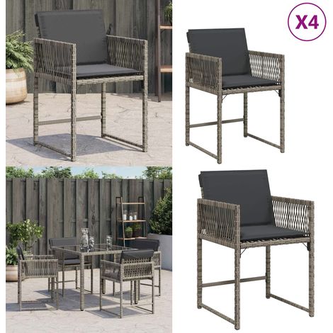 Chaises de jardin avec coussins lot de 4 gris résine tressée - Chaise De Jardin - Fauteuil De Jardin - Mobilier De Jardin - Résine Tressée - Rotin Synthétique - Home & Living (1/5)
