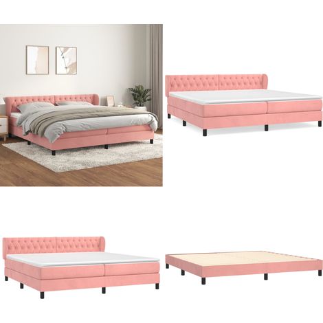 Sommier à lattes de lit avec matelas Rose 200x200 cm Velours - Lit Double - Lit Velours - Lit Rose - Lit Design - Literie - Home & Living (1/5)