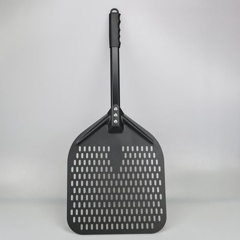 Pelle à pizza - Perforée pour une friction réduite et résistante à la chaleur jusqu'à 500 °C - Isolation et stabilité renforcée - Lot de 2 - Usage domestique et professionnel - Argent (1/4)