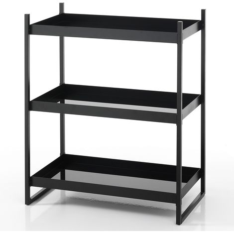 Scaffale 3 ripiani in vetro nero cm. H.75 x L.64 x P.34