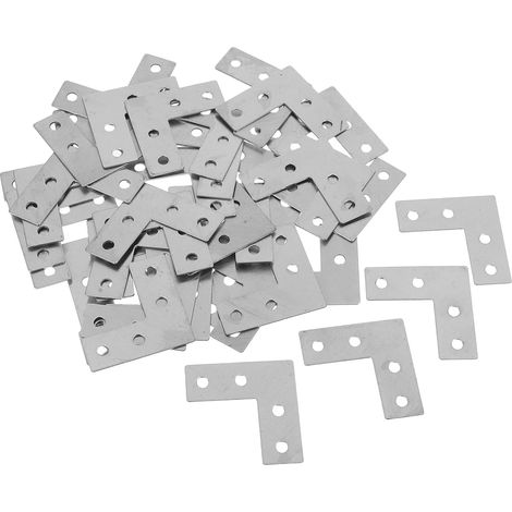 Conectores de ángulo recto de acero inoxidable, paquete de 40 unidades, escuadras angulares de 4,00 x 4,00 x 0,10 cm, color plata. (1/4)