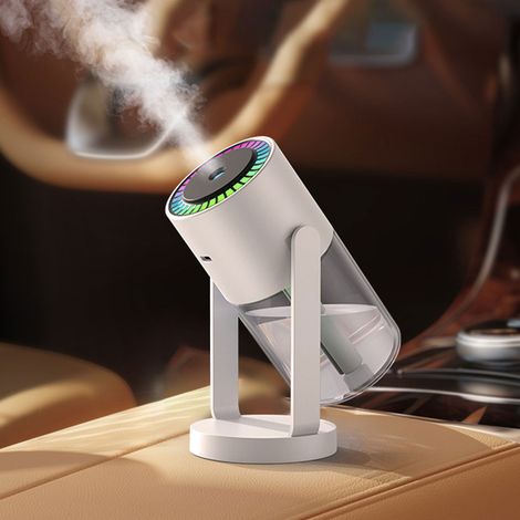 Tisch-Luftbefeuchter mit Aromatherapie-Diffusor, farbiger LED-Beleuchtung und hoher Kapazität für Zuhause, Büro und Auto – Weiß (1/5)