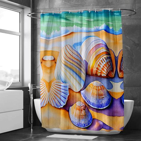 Rideau de douche motif tortues marines aquarelle, rideau salle de bain imperméable, 90x180 cm (1/5)