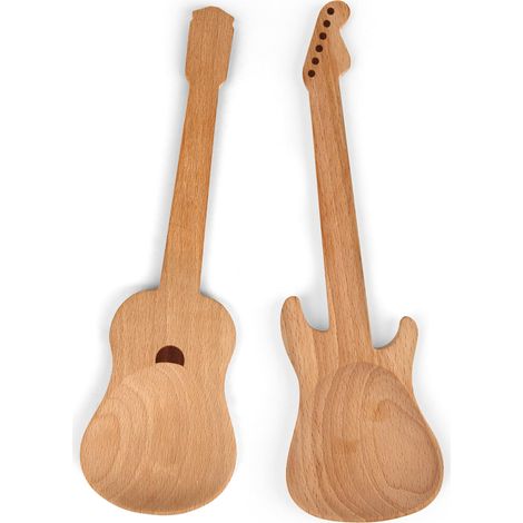 Couverts à Salade Forme de Guitare Bois (1/4)