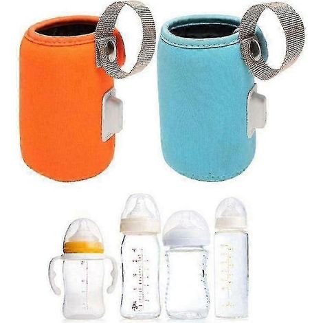 Housse chauffante pour biberon (orange) - Anti-brûlure - Antidérapante - Isolation - Chauffe-lait (1/5)