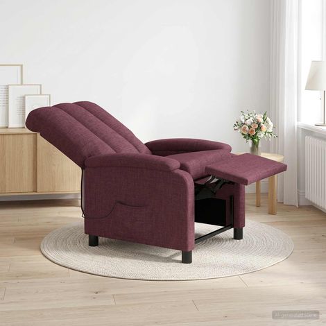 vidaXL Silla de masajes reclinable Morado Tela (1/5)
