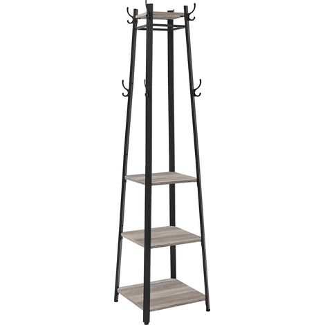 Porte-manteaux portant à vêtements avec étagère 43 x 43 x 180 cm style industriel robuste en acier noir (1/2)