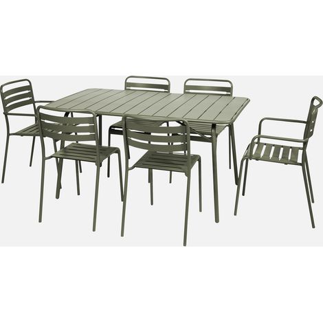 Tavolo da giardino pieghevole in metallo, 2 poltrone e 4 sedie (1/5)