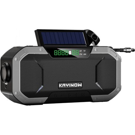 Radio de emergencia para rescates en caso de catástrofe, radio portátil con manivela, Bluetooth, resistente a salpicaduras (1/2)