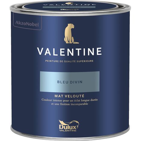 [PROMO] Dulux Valentine Peinture intérieure de haute qualité - Valentine - Couleur intense & pouvoir couvrant élevé - Mat Velouté Bleu Divin 0,5 L