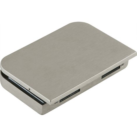 Contre-porte en verre serrure de porte en verre Junior Office, épaisseur de verre 8-10 mm, ferrure arrondie à droite – Aluminium effet acier inoxydable