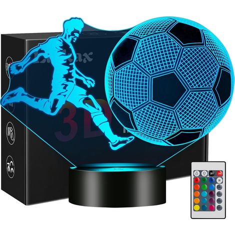 Football Enfants Veilleuse, Cadeau Garçons Lampe Illusion 3D Ballon de Foot LED Lumière, 16 Couleurs Changeantes Dimmable, Cadeau d’anniversaire pour Fan de Football Enfant Garçon Chambre Décoration (1/5)