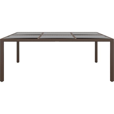 Maison Exclusive - Tavolo da Giardino con Piano Vetro Marrone 200x150x75 cm Rattan