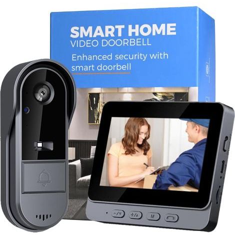 Sonnette vidéo sans fil avec caméra 1080p, interphone vidéo extérieur étanche, écran ACVE IPS 4,3 pouces, Bluetooth, audio bidirectionnel, caméra 170°, vision nocturne, sans abonnement, application, W (1/5)