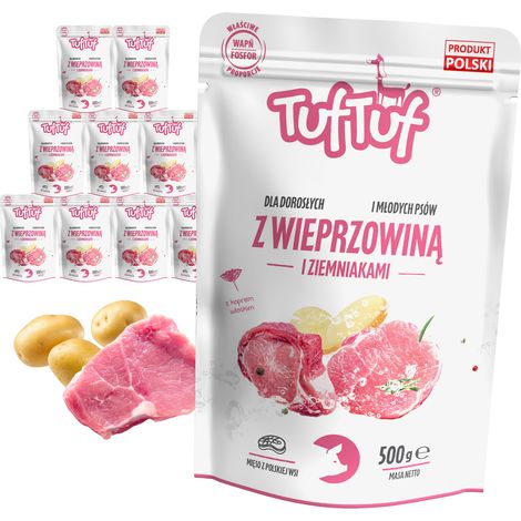 CIBO PER CANI - cibo umido in bustina al gusto di maiale e patate 10x500g TufTuf (1/2)