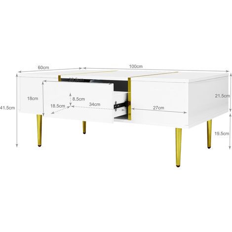 Ensemble moderne table basse et meuble TV blanc brillant (1/4)