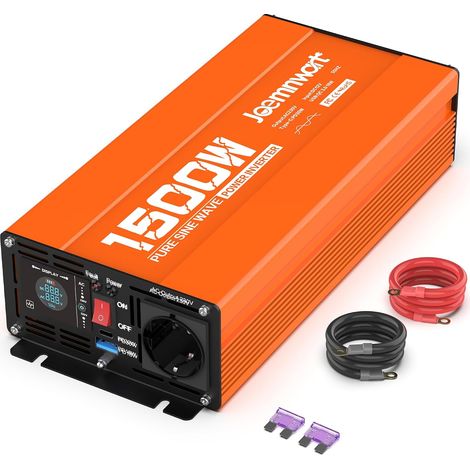 Onduleur à Onde sinusoïdale Pure 1500W, convertisseur 12V vers 230V avec écran LCD, Puissance de crête 3000W, idéal pour Ordinateurs Portables, Ventilateurs et Bien Plus Encore (1/5)