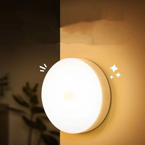 Luz nocturna LED inalámbrica de alto brillo con 3 interruptores y sensor de inducción de 120° (luz cálida) (1/4)