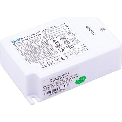 LED Treiber 42W 3-42V 0.6-1.1A IP20 dimmbar DALI / 1-10V / PUSH, BOKE BK-PUL042A-1100AD Konstantstrom CC (1/5)