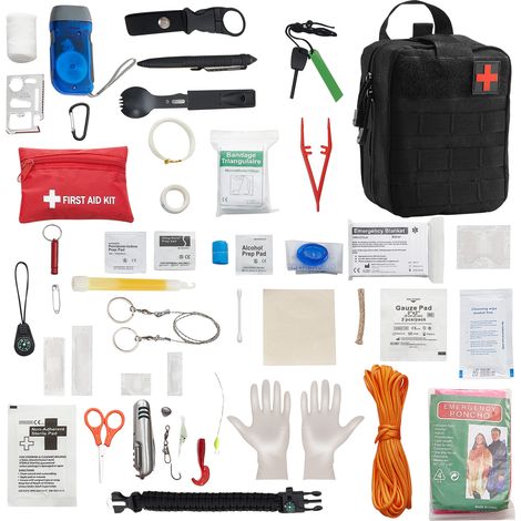 VEVOR Kit di Pronto Soccorso 250 pezzi Borsa di Pronto Soccorso di Emergenza Borsa in Nylon 600D, Forniture Mediche di Emergenza per Casa, Auto, Barca, Ufficio, Viaggi, Campeggio, Camion, Sport