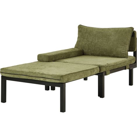 CAIziFauteuil pliant 2-en-1 avec fonction lit et ports USB/Type C, chaise simple extensible avec coussin, lit d'appoint gain de place pour salon, chambre, bureau, balcon, loft, petit appartement - ver