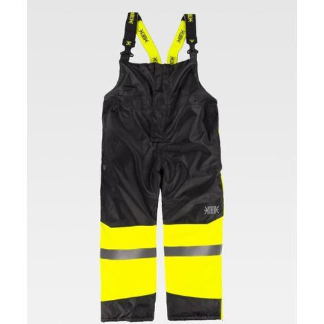 Peto impermeable acolchado, de visibilidad realzada con cintas reflectantes y tejido Ripstop C7027 XL Negro+Amarillo A.V.