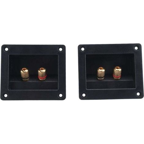 2 Pièces Connecteurs de Haut-Parleur pour Voiture DIY Boîtier de Borne Rond et Carré avec Jacks et Bouchons Noir 93x80mm (1/4)