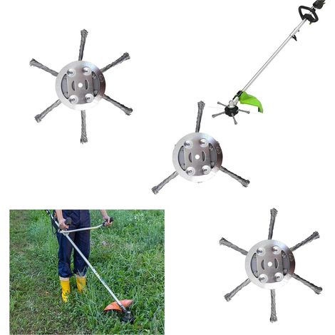 Coupe-bordures à fil d'acier, Brosse à mauvaises herbes pour coupe-bordures, Accessoire débroussailleuse jardin (6X2, 3X1) (1/5)