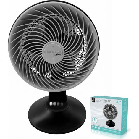 Ventilatore da tavolo nero da 25 cm (10"), 85W Ventilatore da tavolo da 25 cm 3 velocità 5 pale Oscillazione a 90° (1/5)