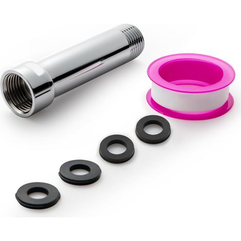 Extension de Douche de 7,6 cm, Tube Prolongateur de Douche en Acier Inoxydable 304, Bras de Douche Extensio de G1/2, Accessoires de Douche pour Salle de Bain, Chromé