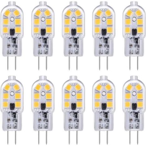 Ampoule Hotte Aspirante G4 LED 12V 2W Blanc Froid 6000K, 200LM, Équivalent Halogène G4 Bi-pin , LED Lampe G4 12V AC/DC pour Camping Car/Hotte Cuisine, non-dimmable, lot de 10 [Classe énergétique A+] (1/4)