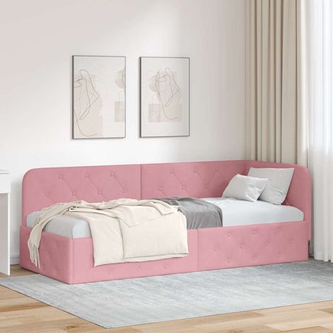 Eckbettgestell Rosa 80 x 200 cm Samt