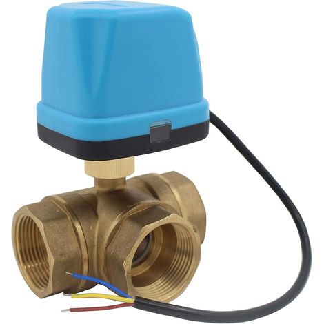 vanne 3 voies motorisée 220v electrovanne motorisée 220v vanne a bille 1/2 3/4 1 1-1/4 1-1/2 pouce (laiton DN32 1-1/4 pouce) (1/4)