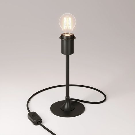 Lampada da tavolo MAG-Y con base metallica tonda e predisposizione per paralume (1/4)