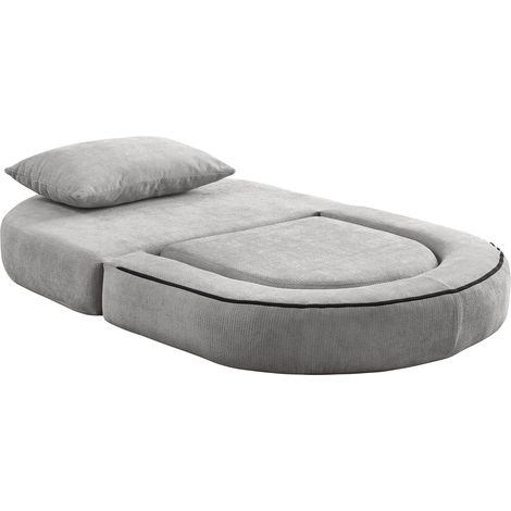 Divano letto pieghevole convertibile in ciniglia grigio chiaro con cuscino (1/5)