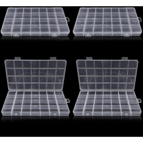 (4 pièces)Boite Rangement Plastique avec 28 Compartiments, Boite Compartiment Transparent,pour petites pièces en plastique avec étiquette, Artisanat, Perles, Bijoux, Petites Pièces