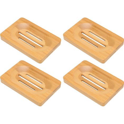 Support à Savon en Bambou 4 Pièces, Plateau Égouttoir Élégant pour Salle de Bain, Maison et Hôtel, Déco Pratique (1/5)