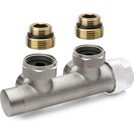 Valvola ad H termostatizzabile a squadra con raccordi APM 343CP  1/2" x 3/4"