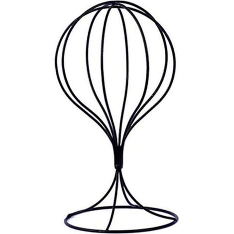CCYKXAPorte-perruque en fer pour perruque - Support portable pour chapeau - Noir - 30 x 16 cm (1/5)