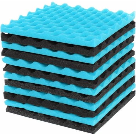 Lot de 12 Mousse Acoustique mur et plafond Isolation phonique L.30cm Ep.25mm Bleu + Noir (1/5)