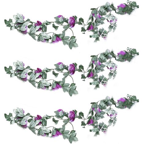Guirlande Fleur Artificielle - Rattan Synthétique avec Roses - Décoration Arche Mariage Jardin Intérieur Extérieur - Lot de 3 (1/5)