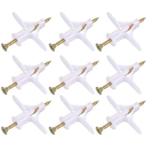 100 Pièces Fixations pour Plaques de Plâtre (50 Chevilles, 50 Vis), Chevilles Et Vis pour Plaques de Plâtre, Ancres Chevilles et Vis pour Fixations Murales Creuses Cloisons Sèches (1/4)