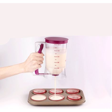 Dosatore di pastella per pancake e cupcake, accessorio per teglia con tacche di misurazione, strumento perfetto per la cottura di cupcake, waffle, muffin, torte o (1/2)