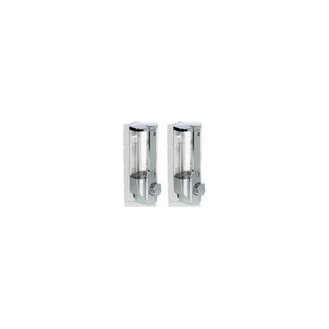 Distributeur de Savon 2X pour Montage Mural - Distributeur de Savon Mural, Rechargeable - Distributeur de Savon pour Gel Douche et shampoing (chromé) (1/5)