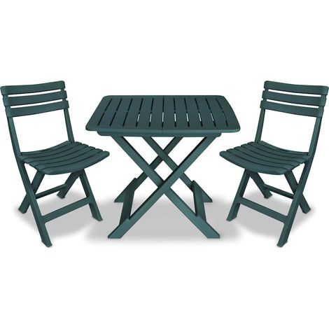 Ensemble de bistro pliable 3 pcs-Salon bistro Plastique Vert (1/5)