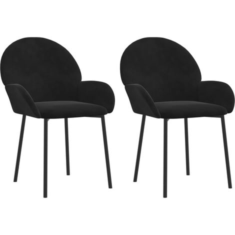 Set de 2 chaises de salle à manger cuisine en tissu velours noir et métal DEC025565