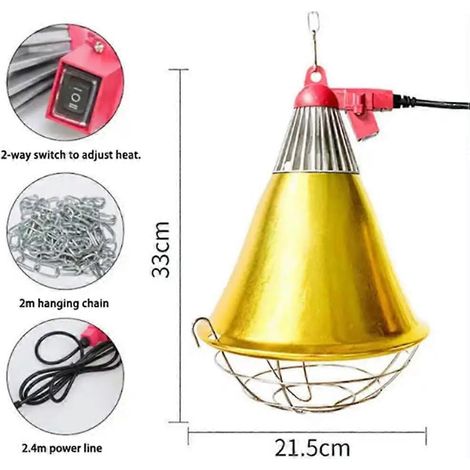 Lampe chauffante infrarouge pour volailles, reptiles, chiots, lapins, chauffage pour poulailler, lampe d'élevage à température réglable ( ) (1/5)